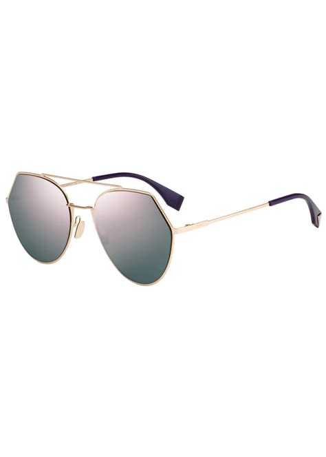 Fendi Eyeline Mitered Aviator Sunglasses 